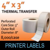 Thermal Transfer Labels 4" x 3" Perf